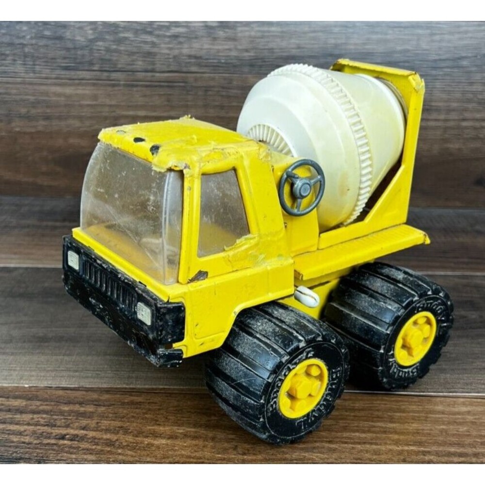Vintage 1970's Buddy L Cement Mixer Truck Pressed Steel Yellow